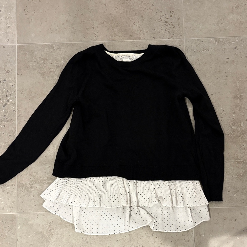 Club Monaco Black Top with White Polka Dot Detail
